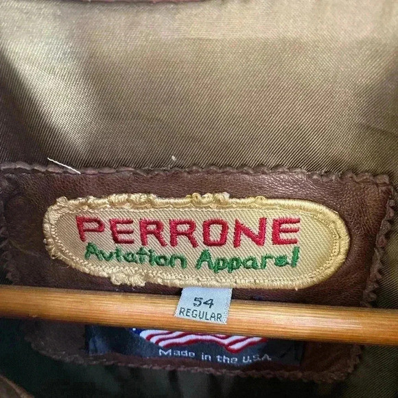 Perrone Aviation Apparel pilot leather bomber jacket size 54 handmade in USA - Picture 10 of 11